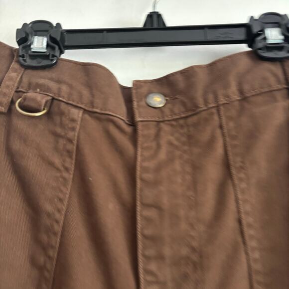 Suk Workwear Women’s Pants Umber Brown Sz 10 Raw Hem Wide Leg Construction - Picture 15 of 16